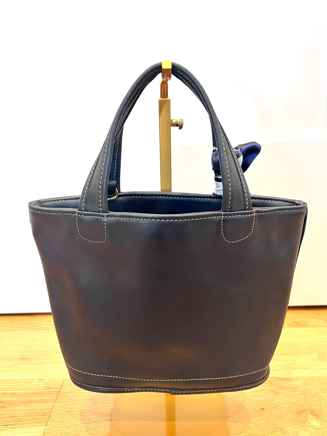 Coach Leather Tote Bag - Navy Blue Vintage Bleecker - photo 2