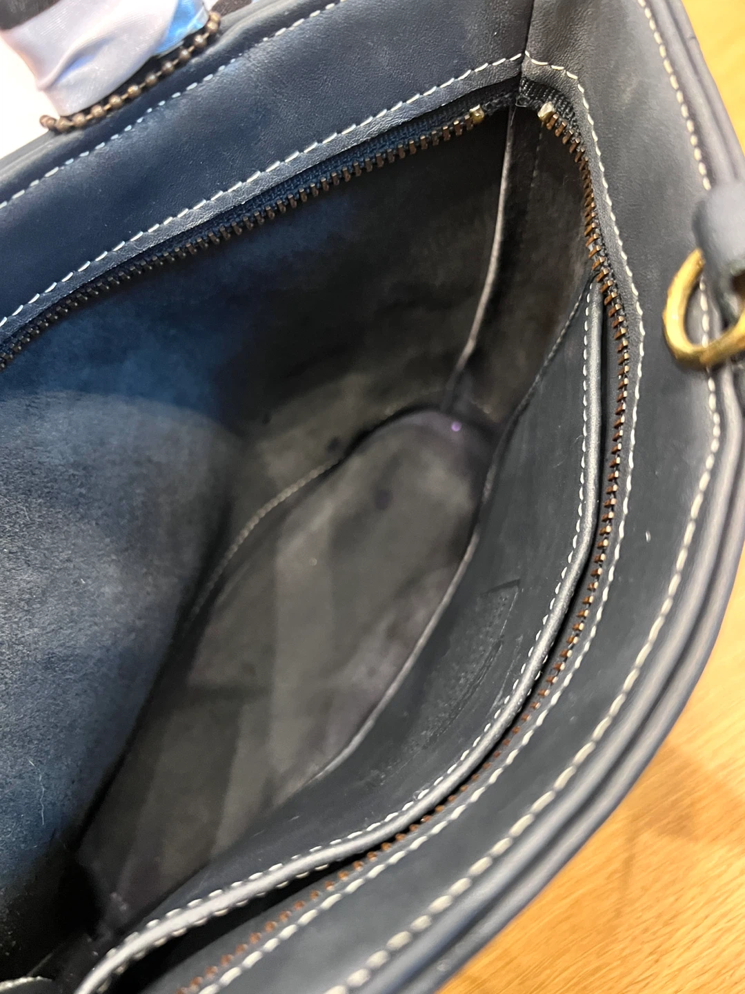 Coach Leather Tote Bag - Navy Blue Vintage Bleecker - photo 4