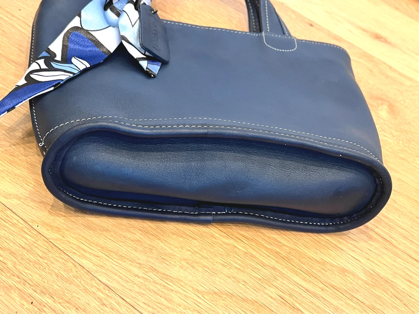 Coach Leather Tote Bag - Navy Blue Vintage Bleecker - photo 5