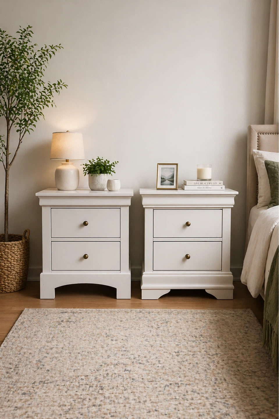 Refinished Neutral Nightstands with Brass Accent ❇️