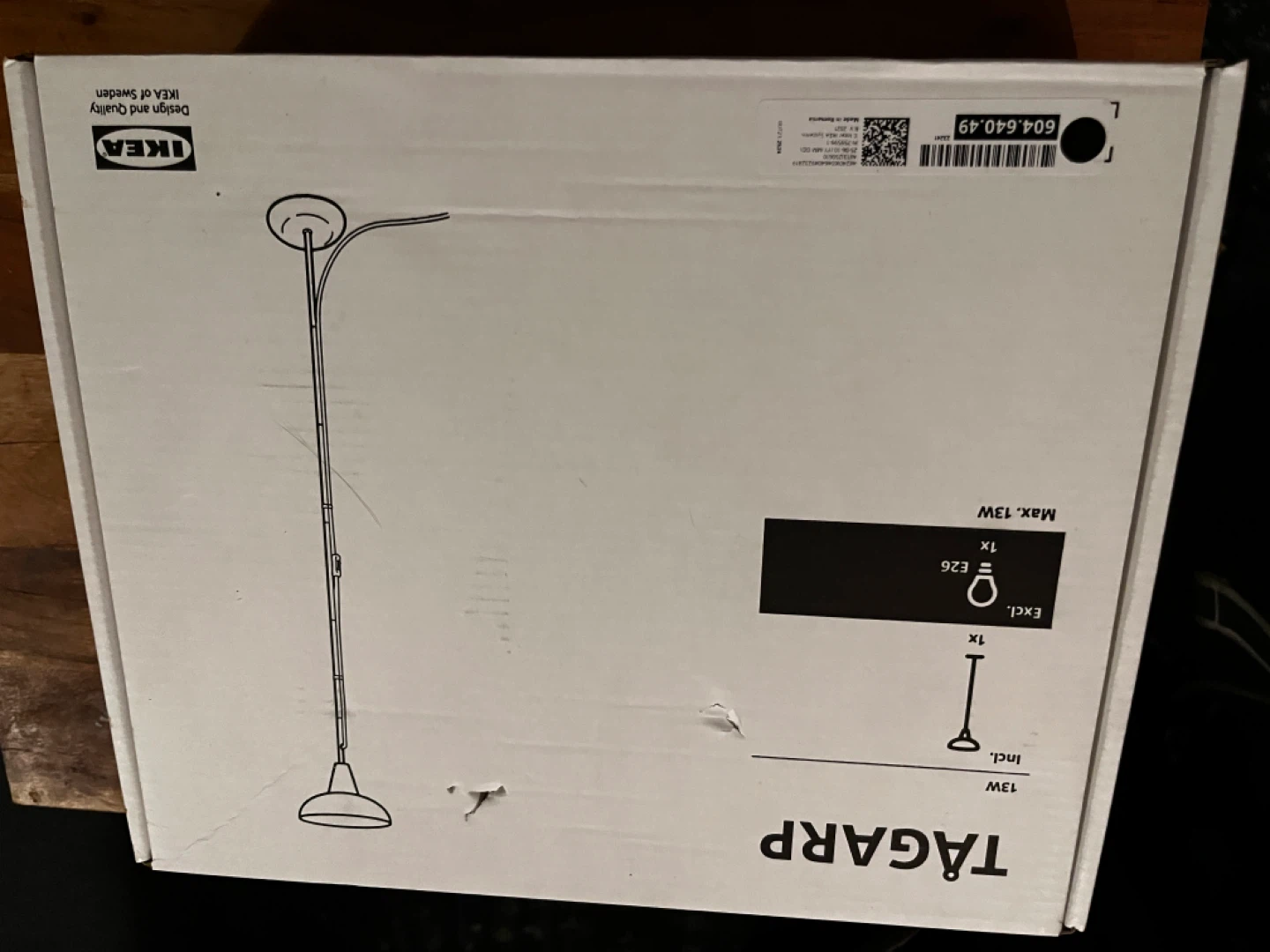 IKEA TÄLGARRP Floor Uplighter Lamp - Black/White - photo 2