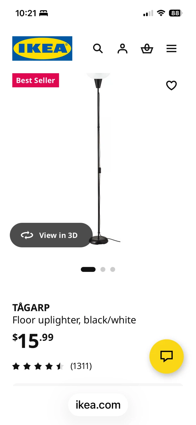 IKEA TÄLGARRP Floor Uplighter Lamp - Black/White