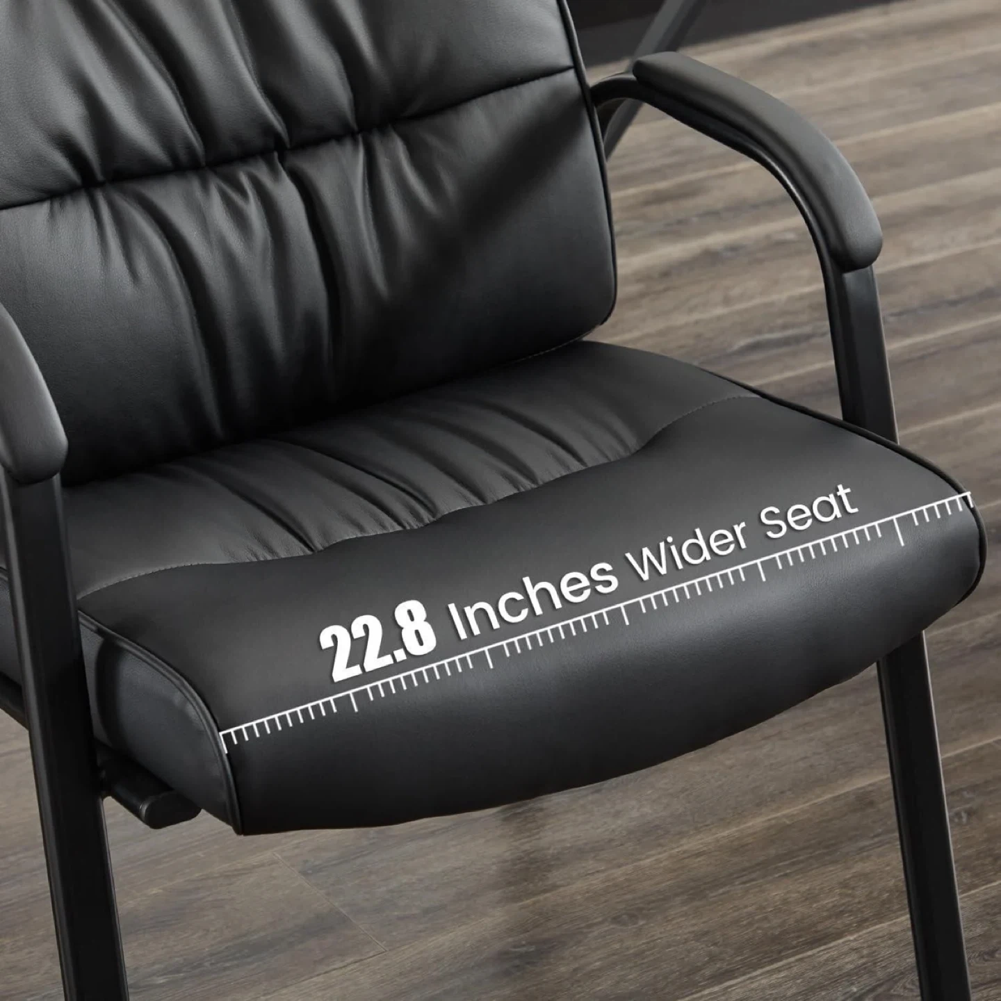 Black Faux Leather Office Guest Chairs - Set of 2 - photo 3