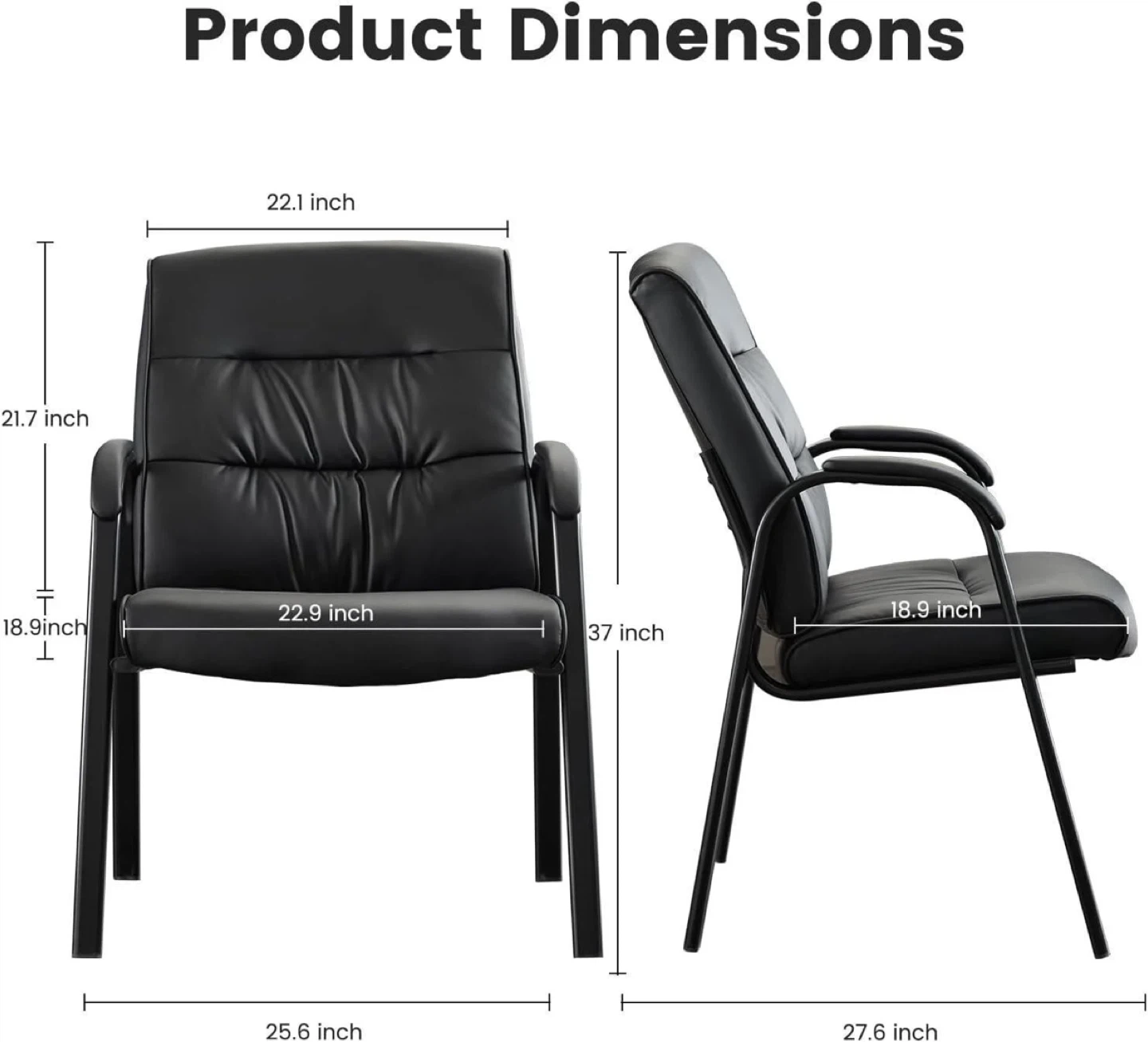 Black Faux Leather Office Guest Chairs - Set of 2 - photo 2