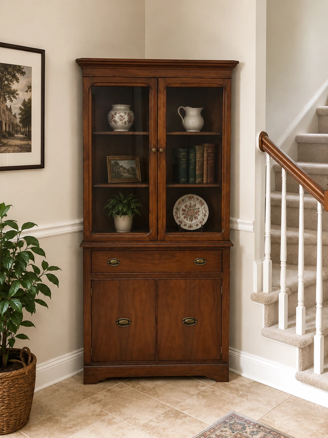 Wooden Display Cabinet with Glass Doors