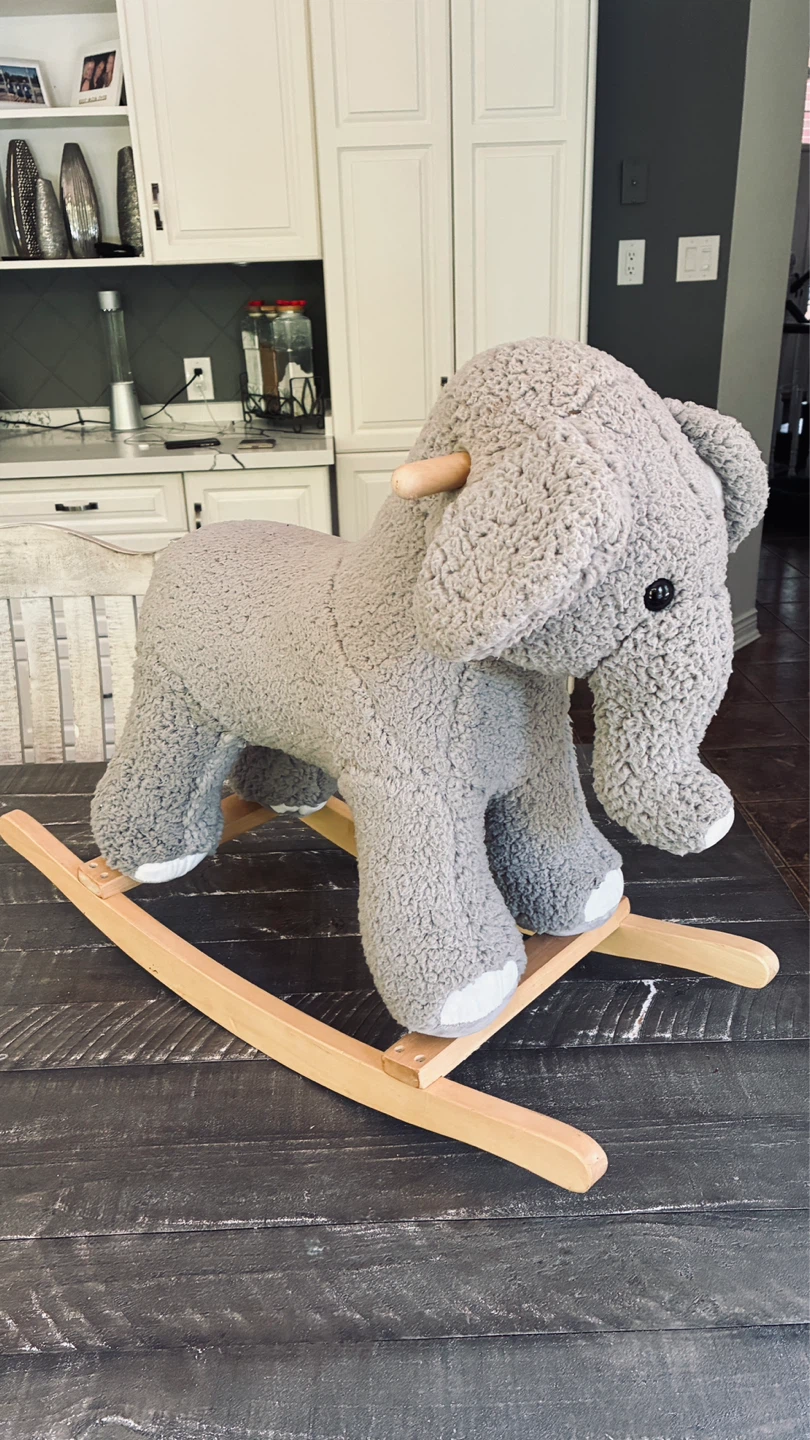 Toddler plush ride on rocking elephant