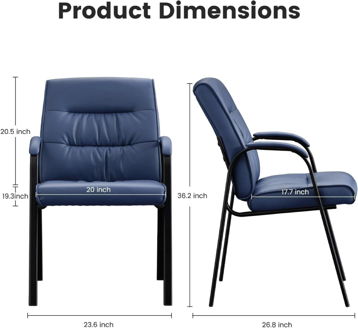 Blue Faux Leather Office Chairs (Set of 2) - photo 2