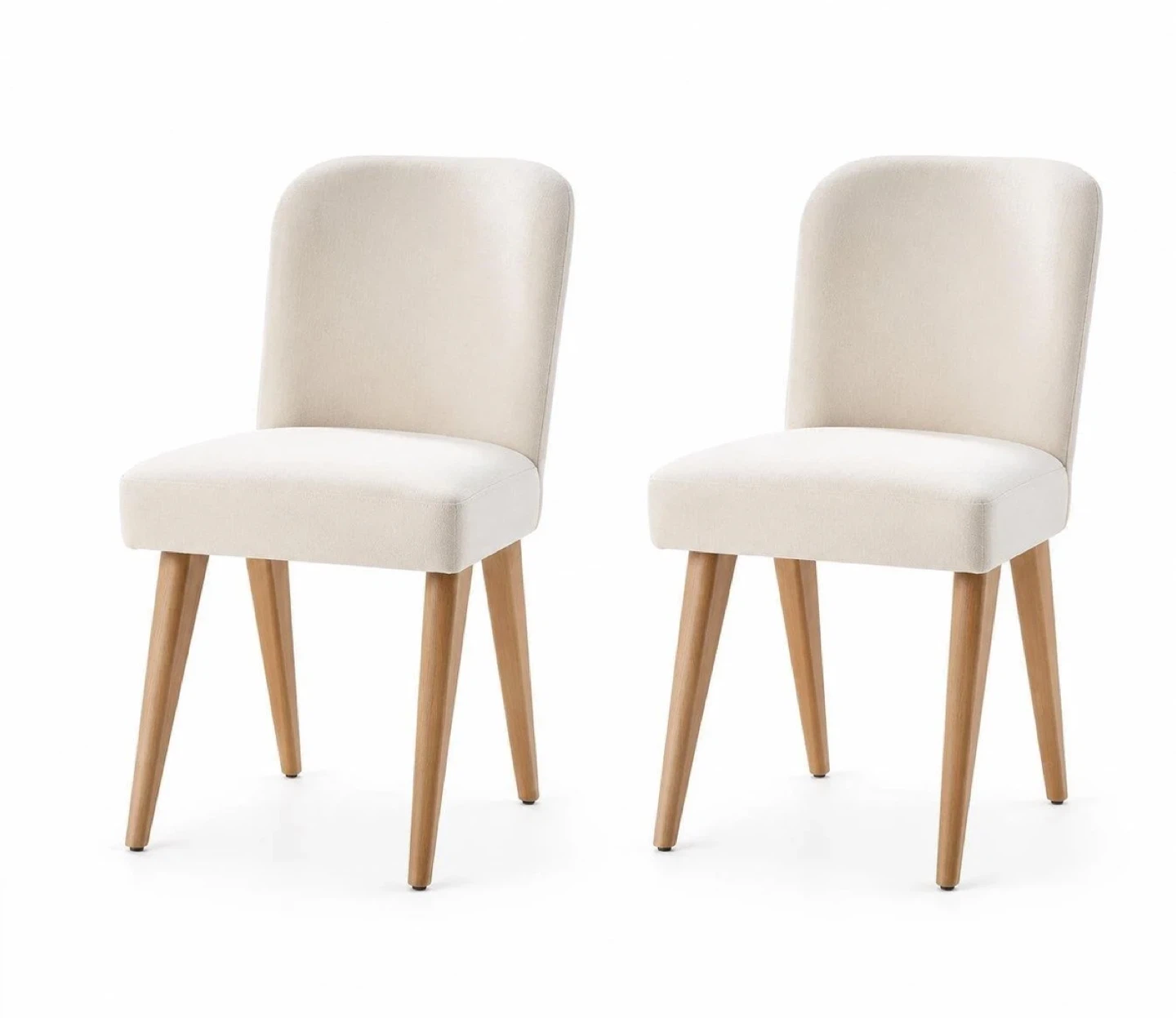 Set of 2 Modern Dining Chairs - Cream