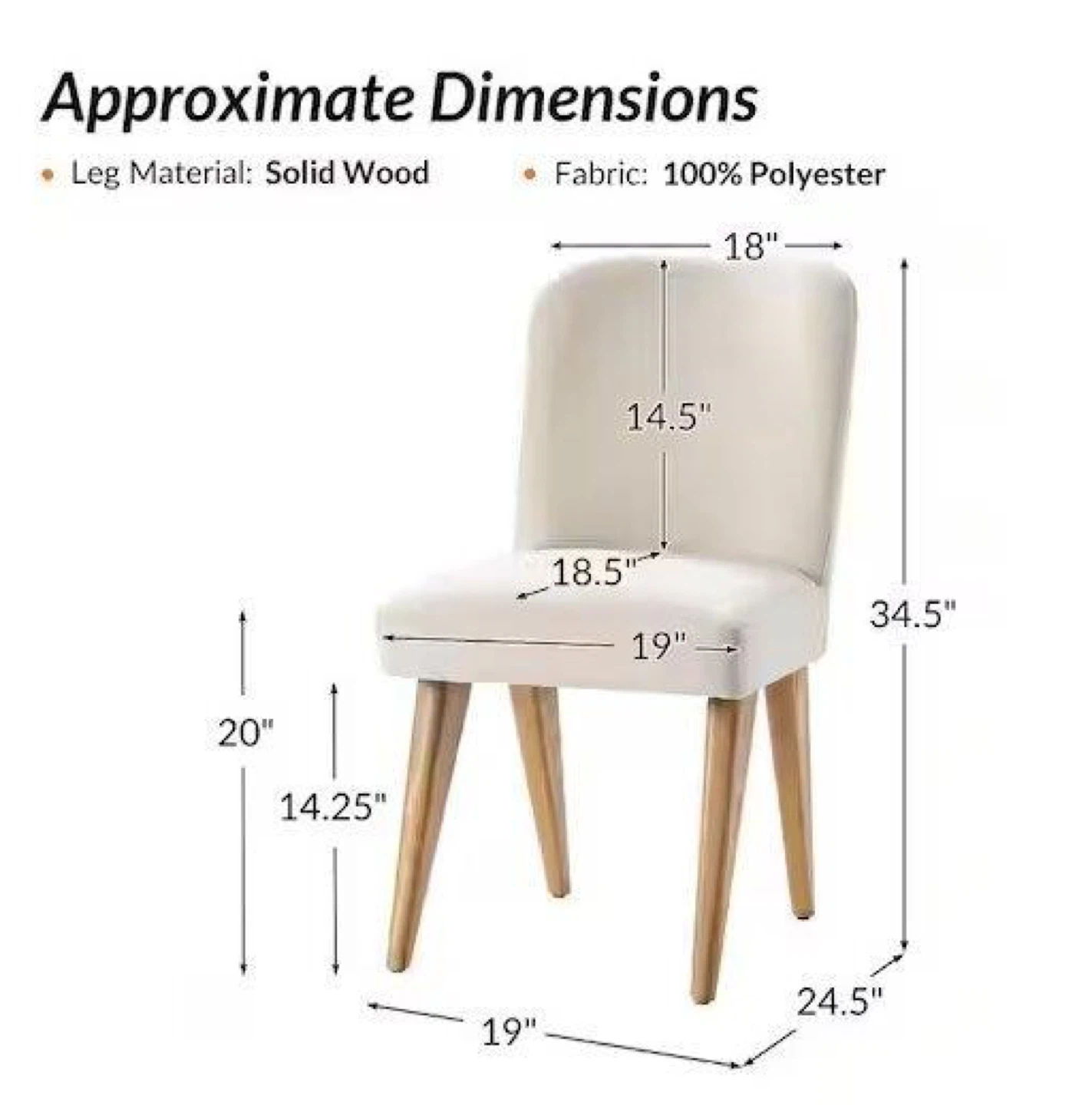 Set of 2 Modern Dining Chairs - Cream - photo 3
