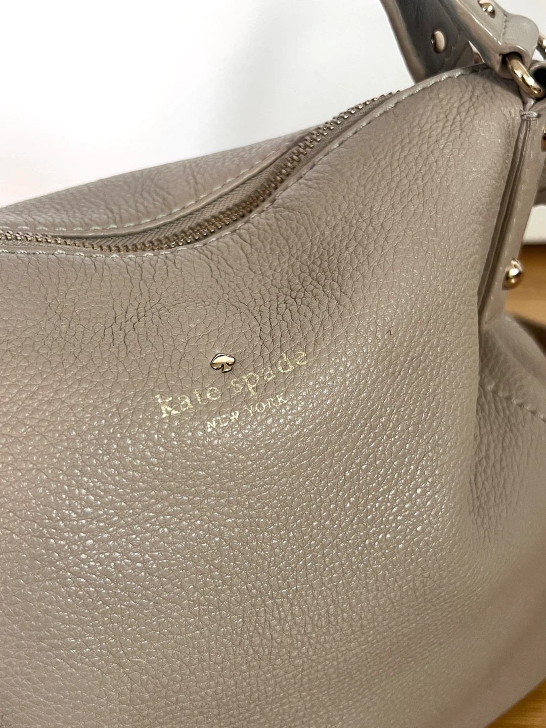 Kate Spade New York Grey Leather Hobo Bag with Scarf Accent - photo 2