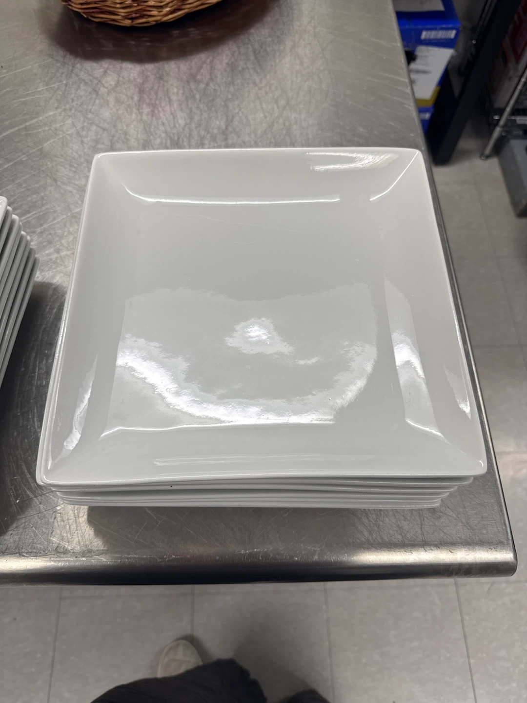 Crate & Barrel Square White Dinner Plates - Set of 8