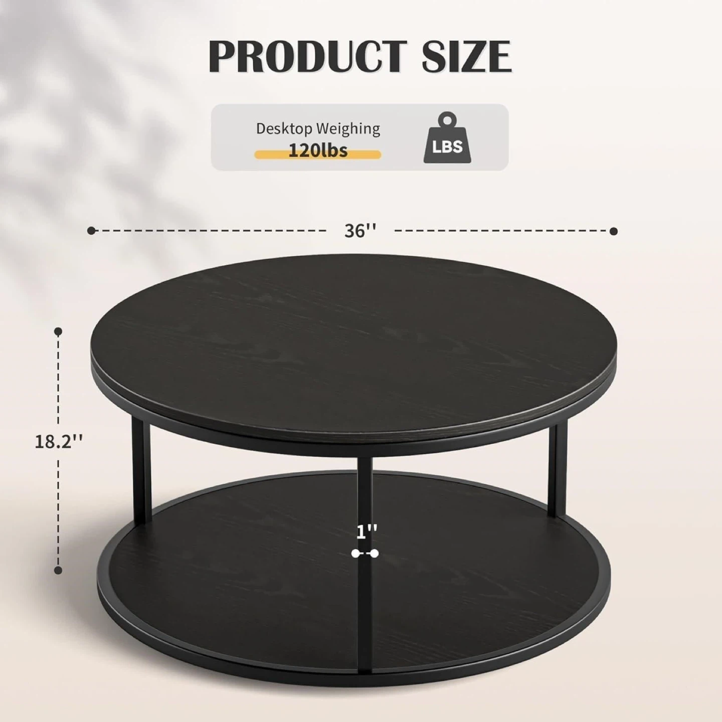 Round Coffee Table - Black - photo 2