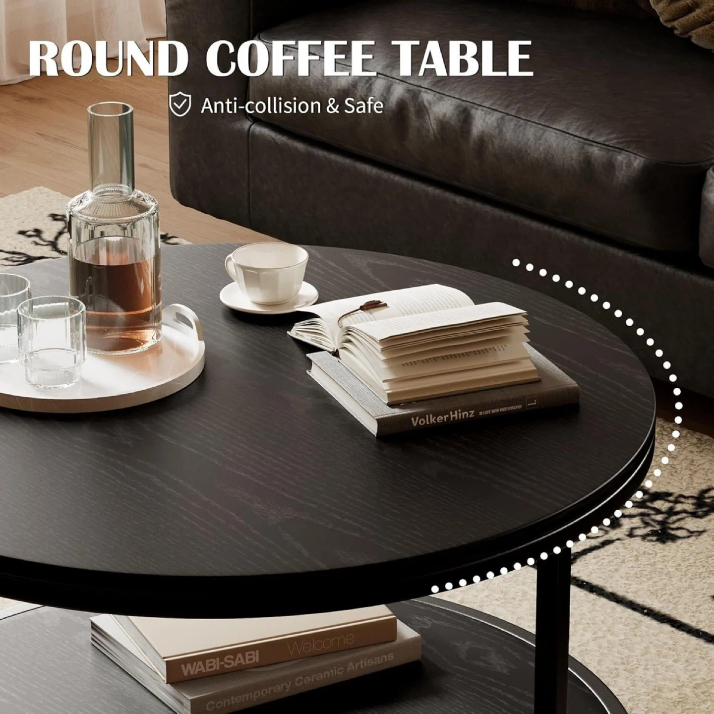 Round Coffee Table - Black - photo 3