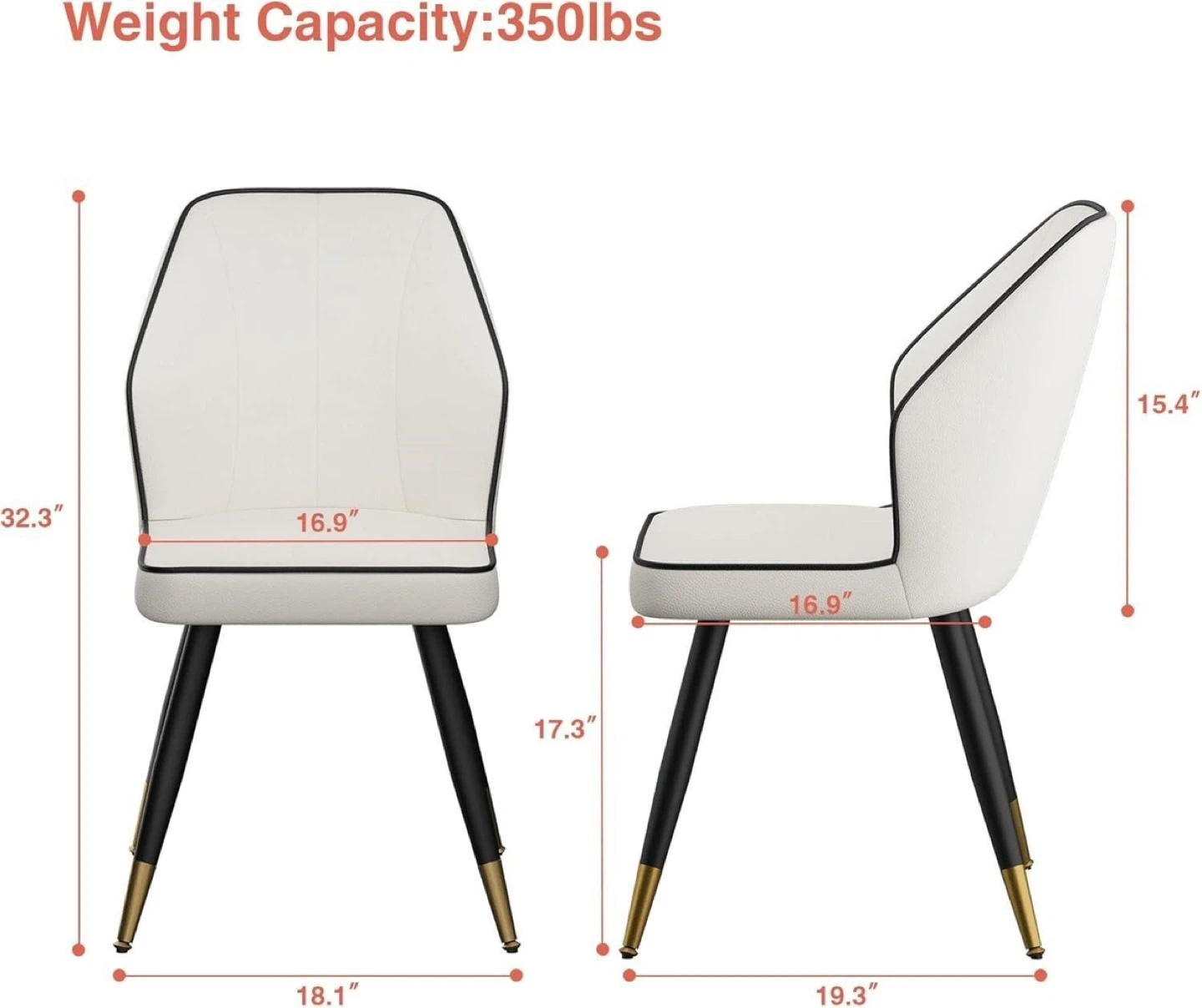 Set of 2 White PU Leather Dining Chairs - photo 2