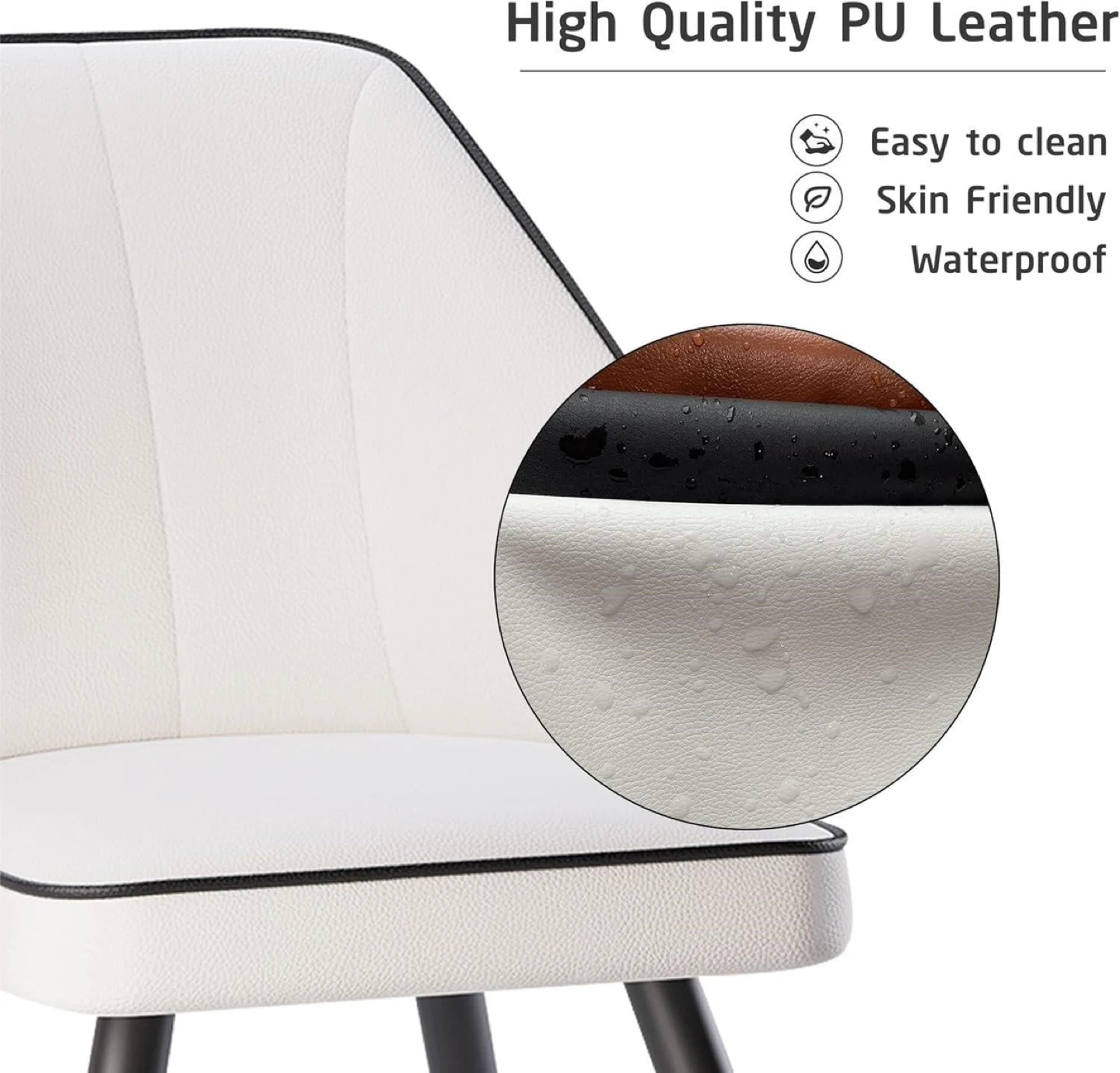 Set of 2 White PU Leather Dining Chairs - photo 4