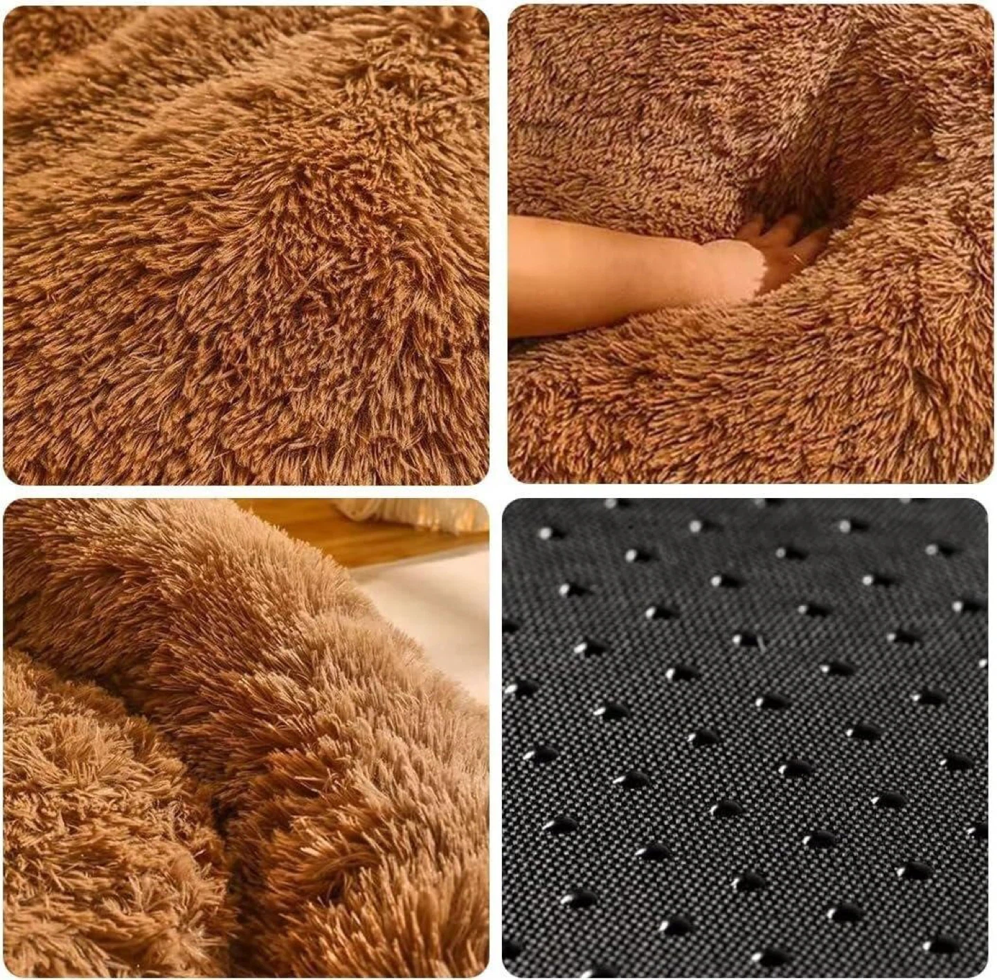 Plush Pet Bed - Cozy Fluffy Brown 70 cm - photo 2