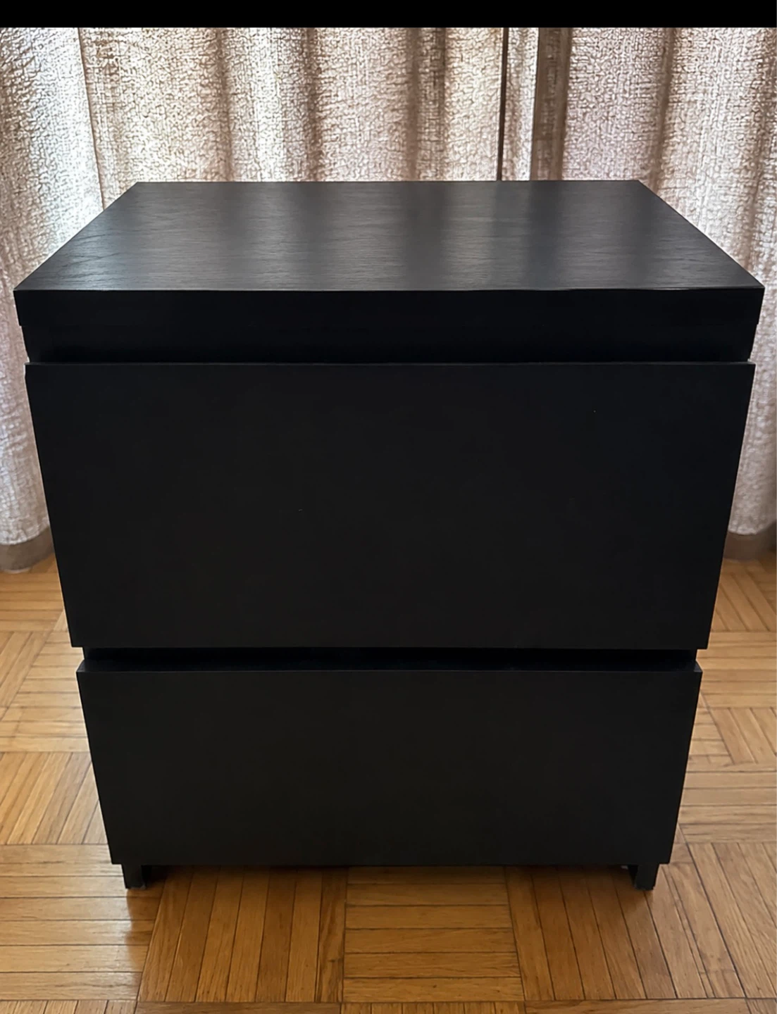 Black Two-Drawer Nightstand