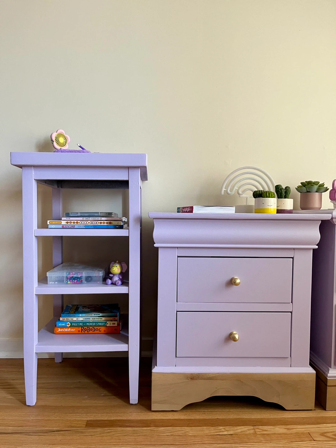 Charming Lavender Nightstands with Bonus Shelves - photo 3