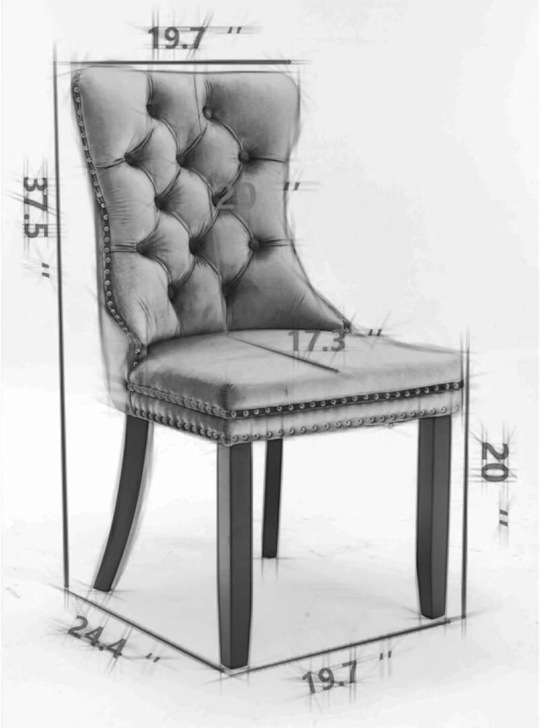 Velvet Dining Chair - Olive Green set of 2 - photo 2