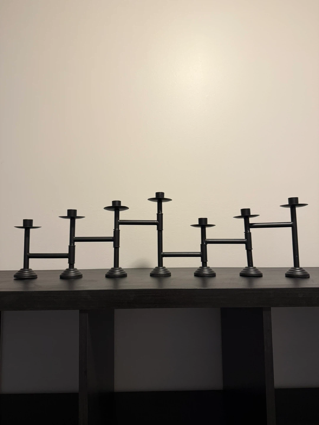 Set of 7 Black Metal Candlesticks - photo 2