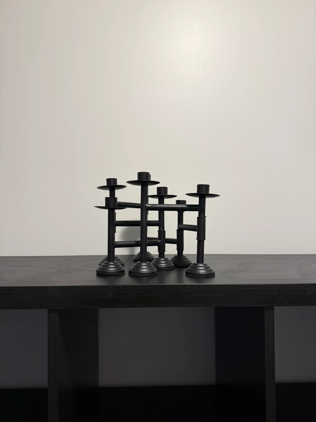 Set of 7 Black Metal Candlesticks - photo 3