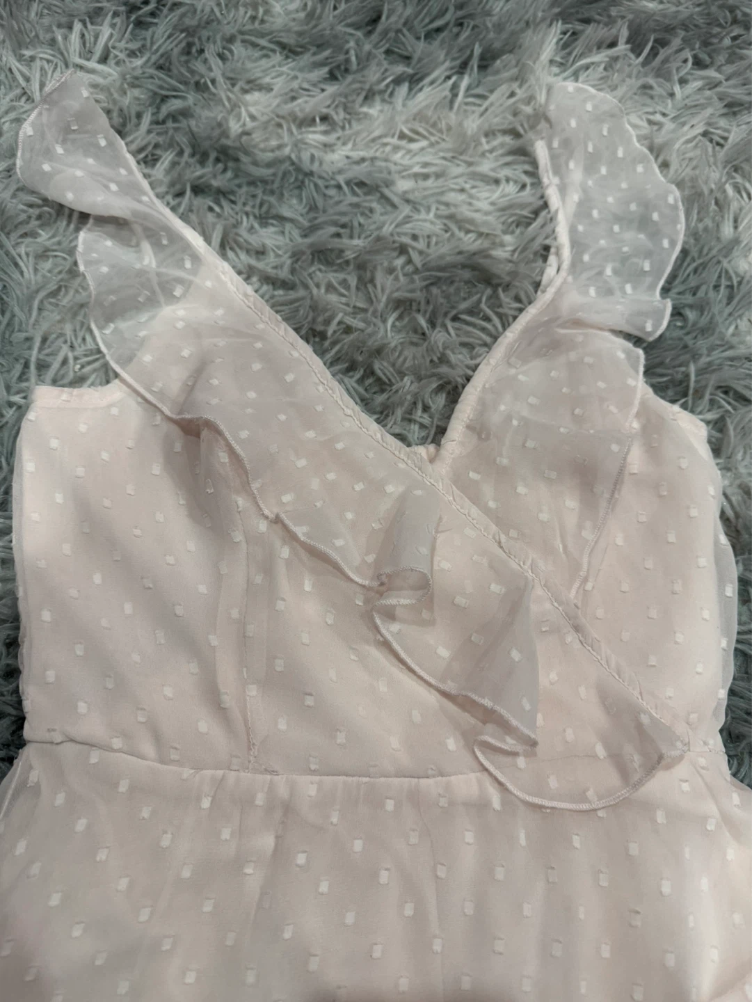Light Pink Swiss Dot Ruffle Dress - Size XS/TP - photo 2