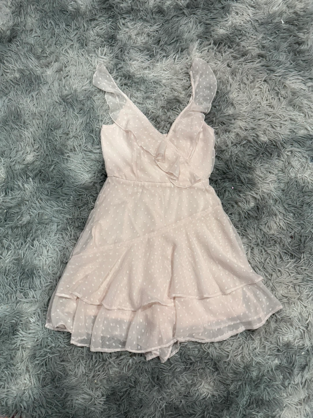 Light Pink Swiss Dot Ruffle Dress - Size XS/TP
