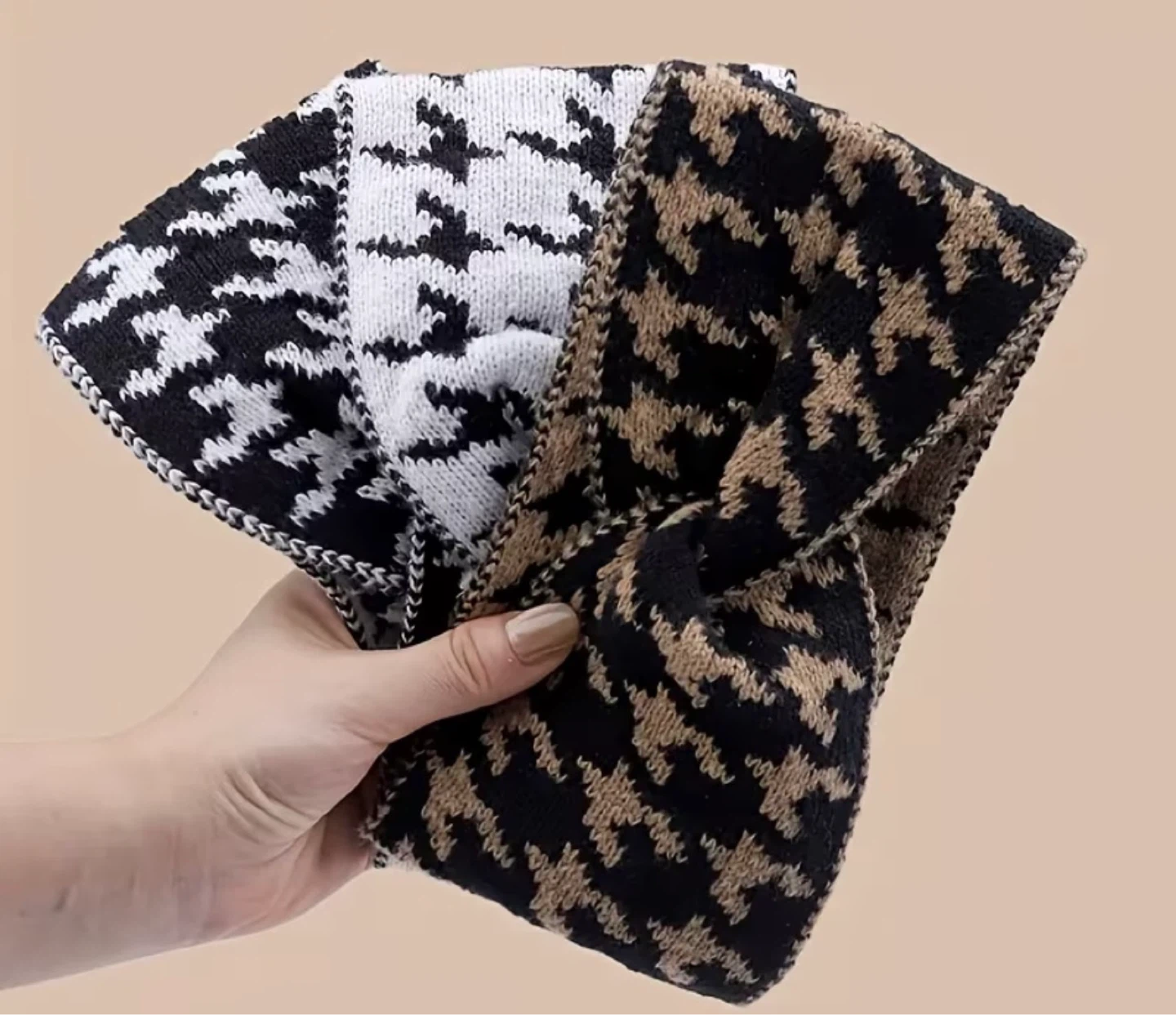 Houndstooth Knit Headbands - Set of 3 - photo 3