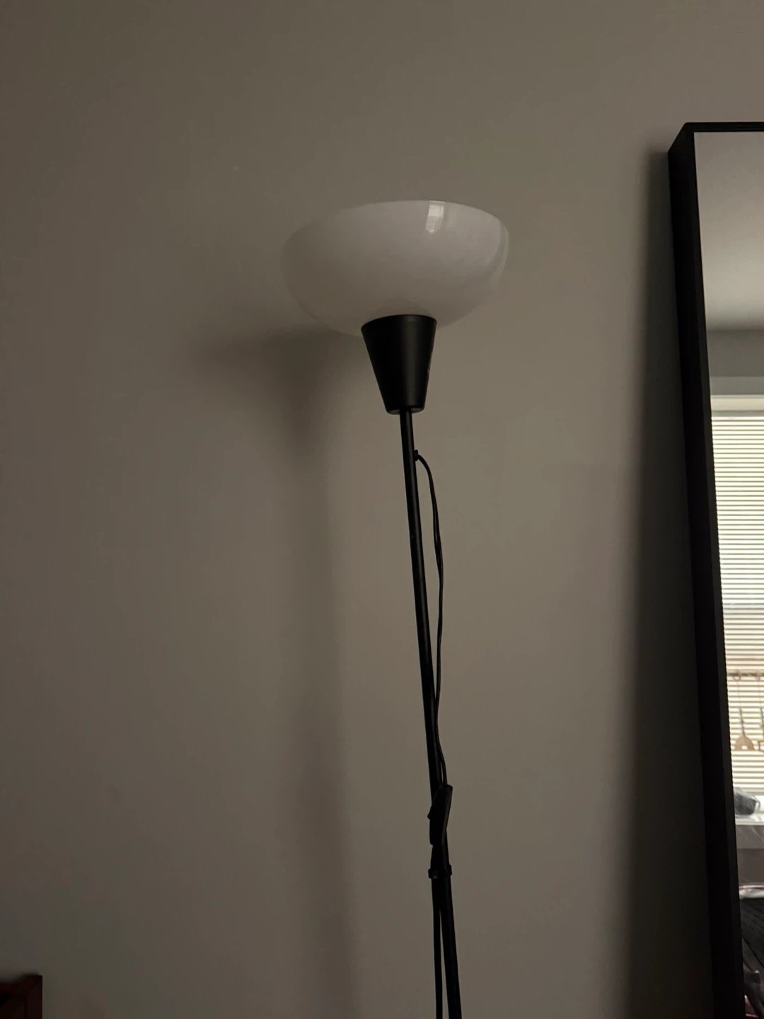 White Bowl Shade Floor Lamp - Black Base