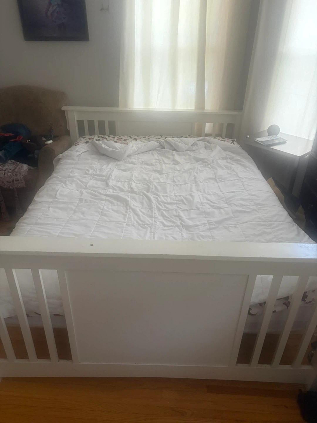 White Wooden Bed Frame - photo 2