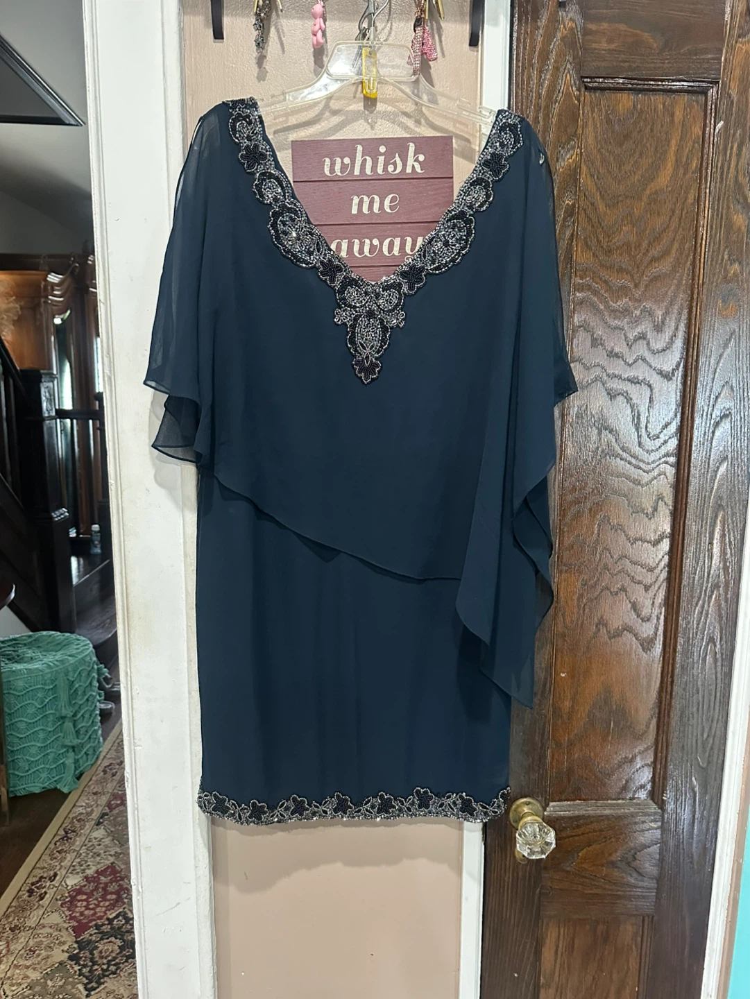 J Kara Navy Blue Embellished Dress