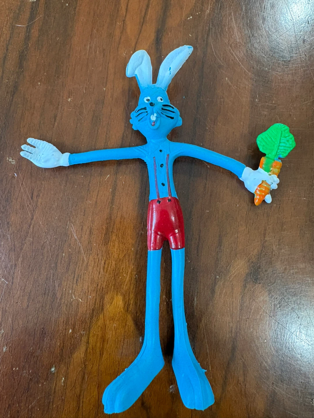 Blue Bendable Bunny Toy with Carrot