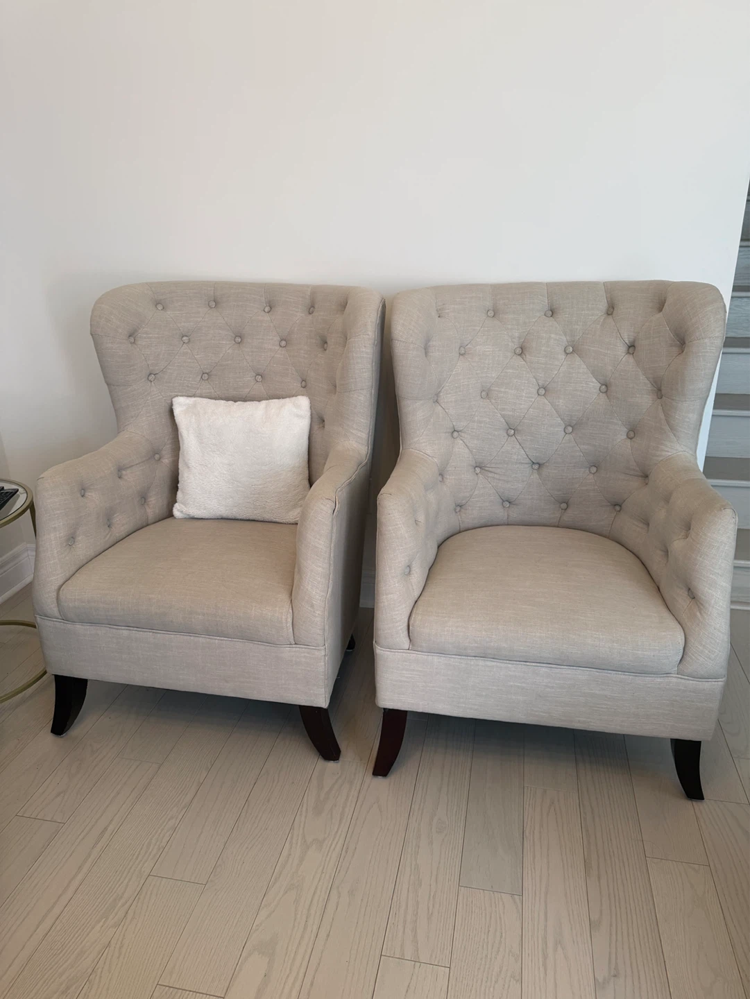 Pair Tufted Accent Armchairs