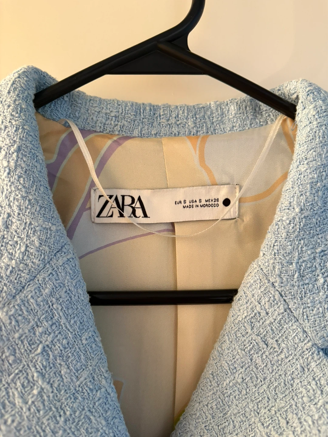 ZARA Light Blue Tweed Cropped Jacket - photo 4