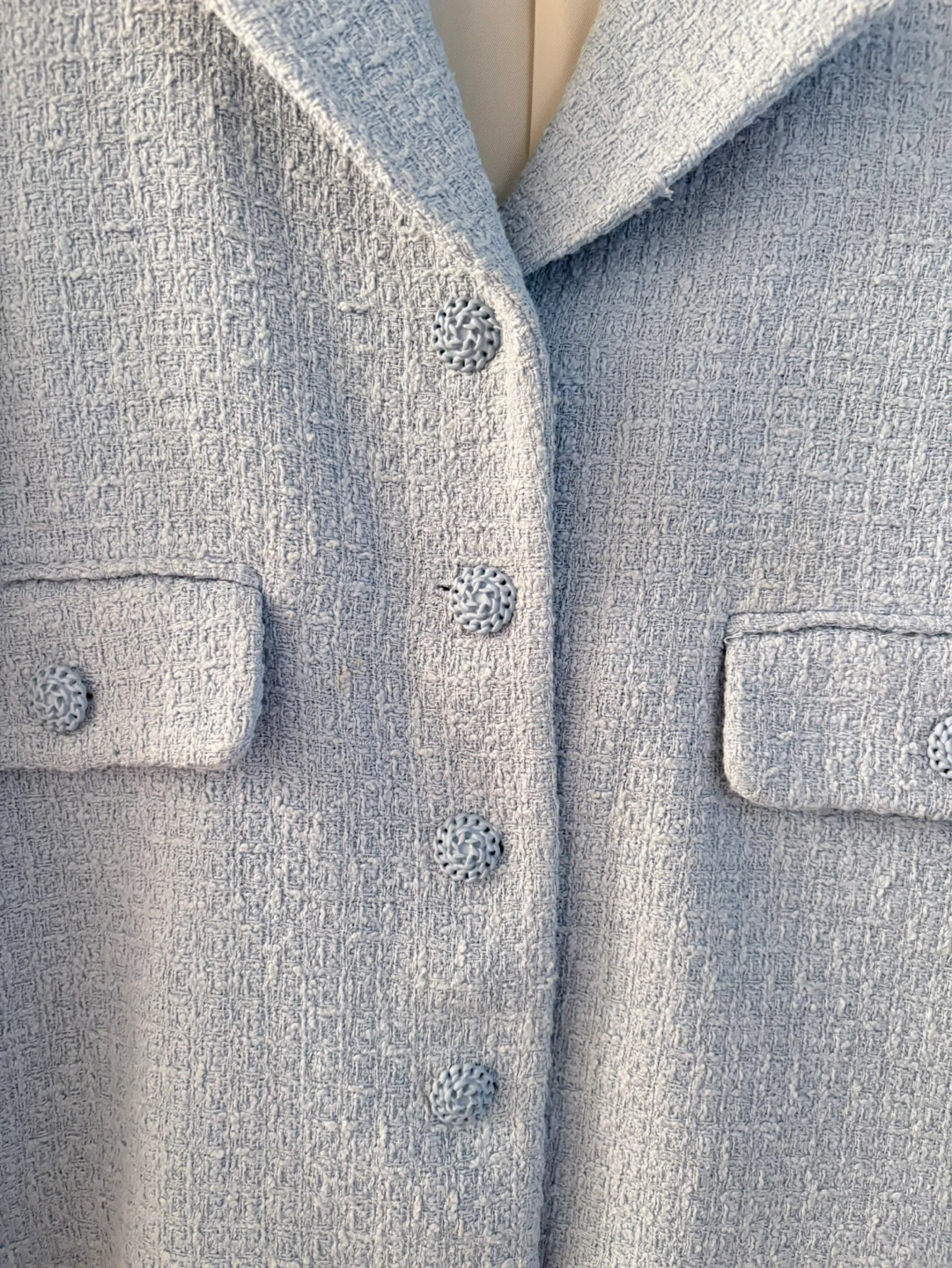 ZARA Light Blue Tweed Cropped Jacket - photo 3