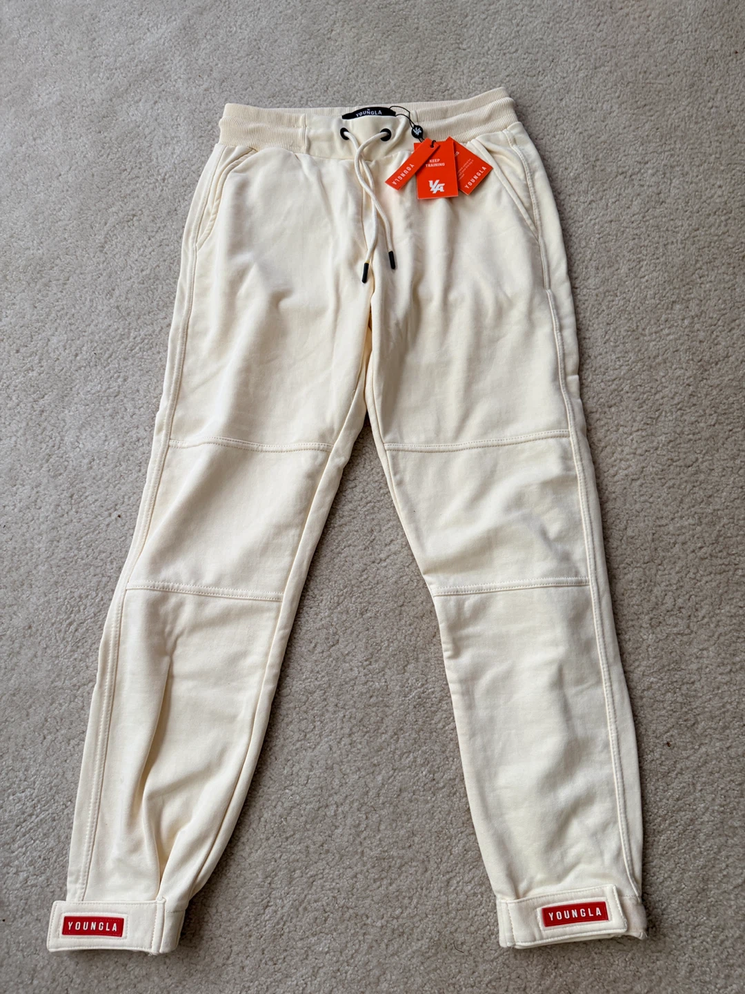 YOUNGLA Cream Joggers Sweatpants
