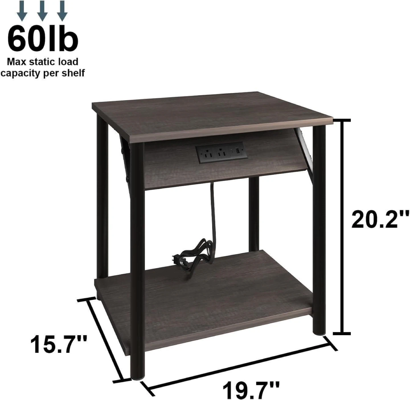 Nightstand & End Table with Built-in Power - photo 2