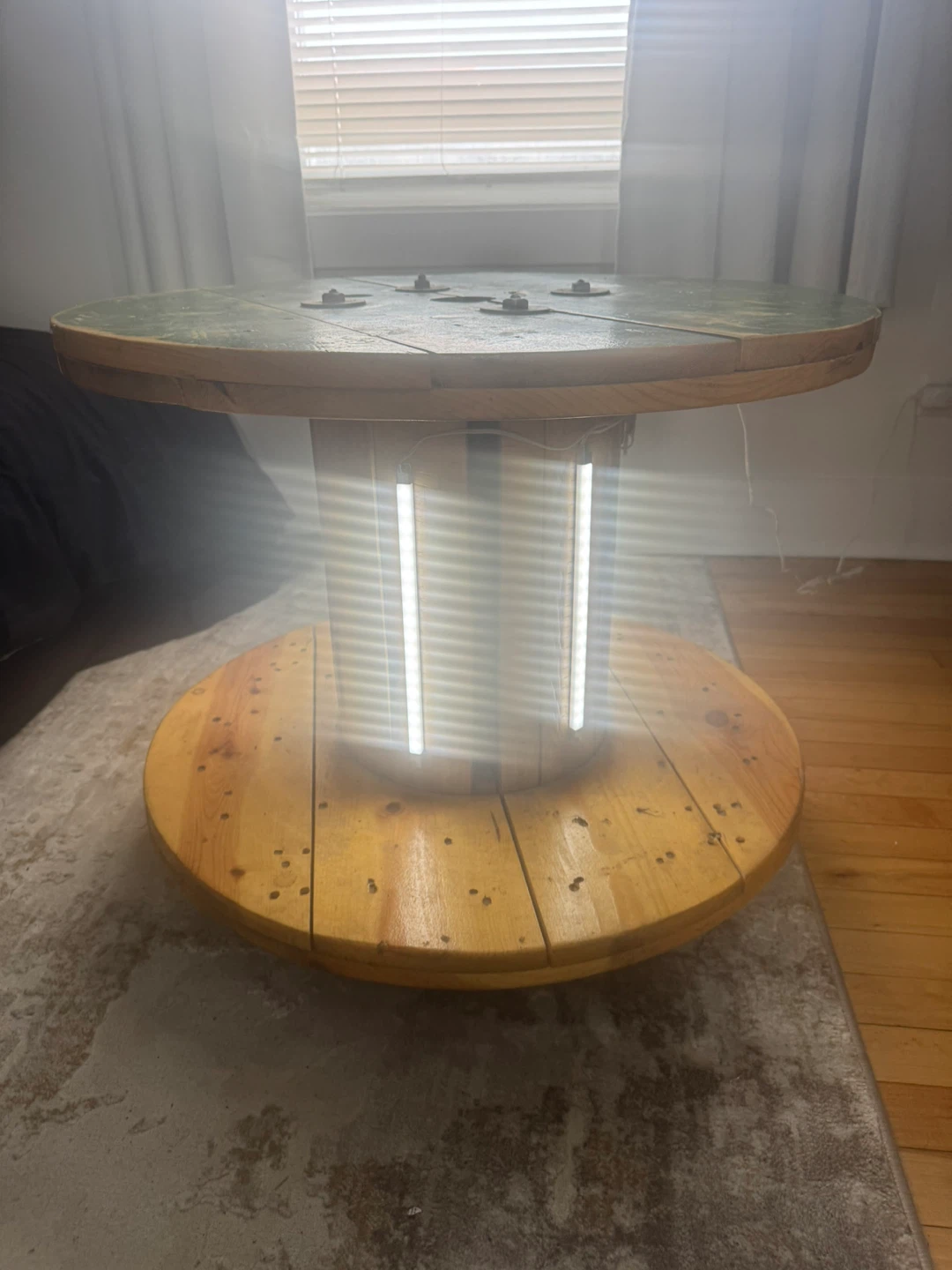 Wooden Cable Spool Table with LED Lights - photo 3