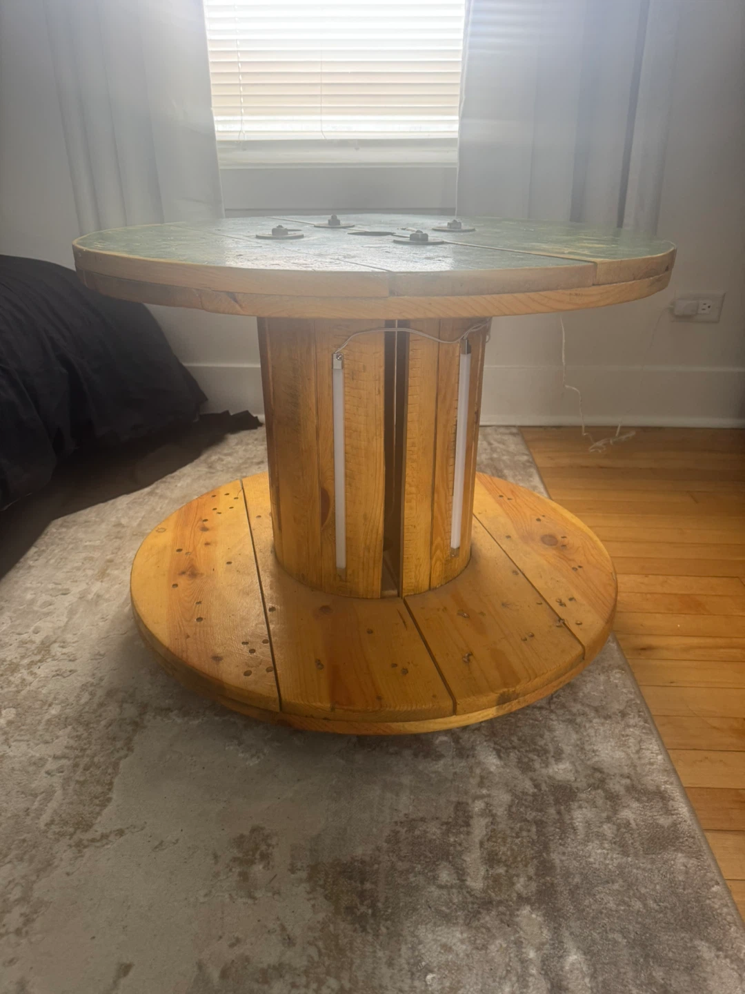 Wooden Cable Spool Table with LED Lights - photo 2