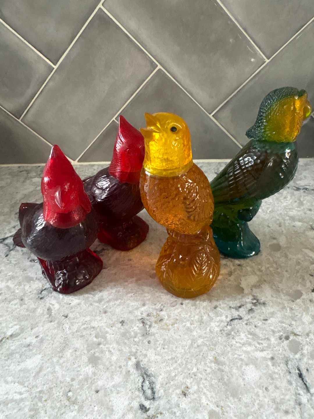 Set of 4 Vintage Glass Bird Figurines