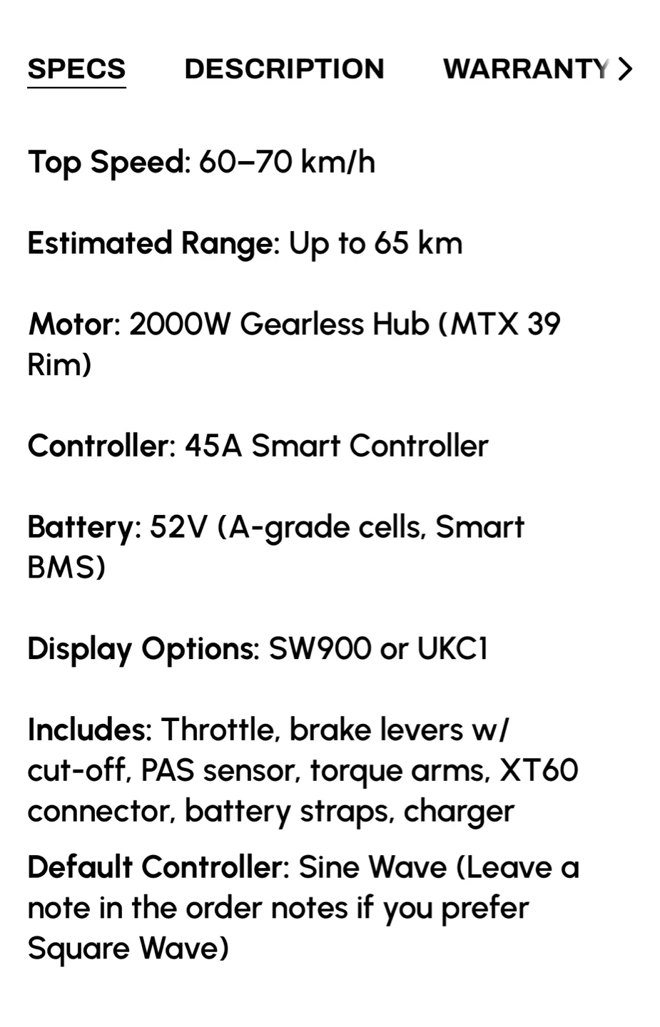2Fast E-Bikes 2000W 52V Electric Bike Conversion Kit - photo 4