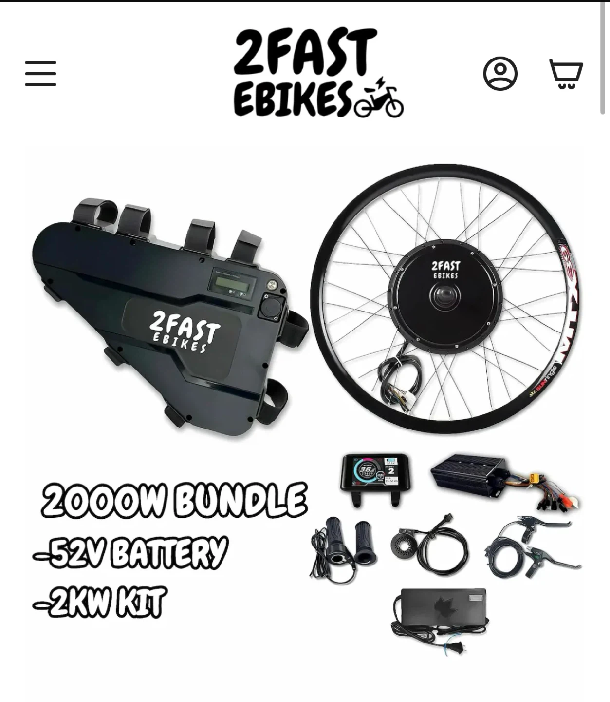 2Fast E-Bikes 2000W 52V Electric Bike Conversion Kit - photo 3