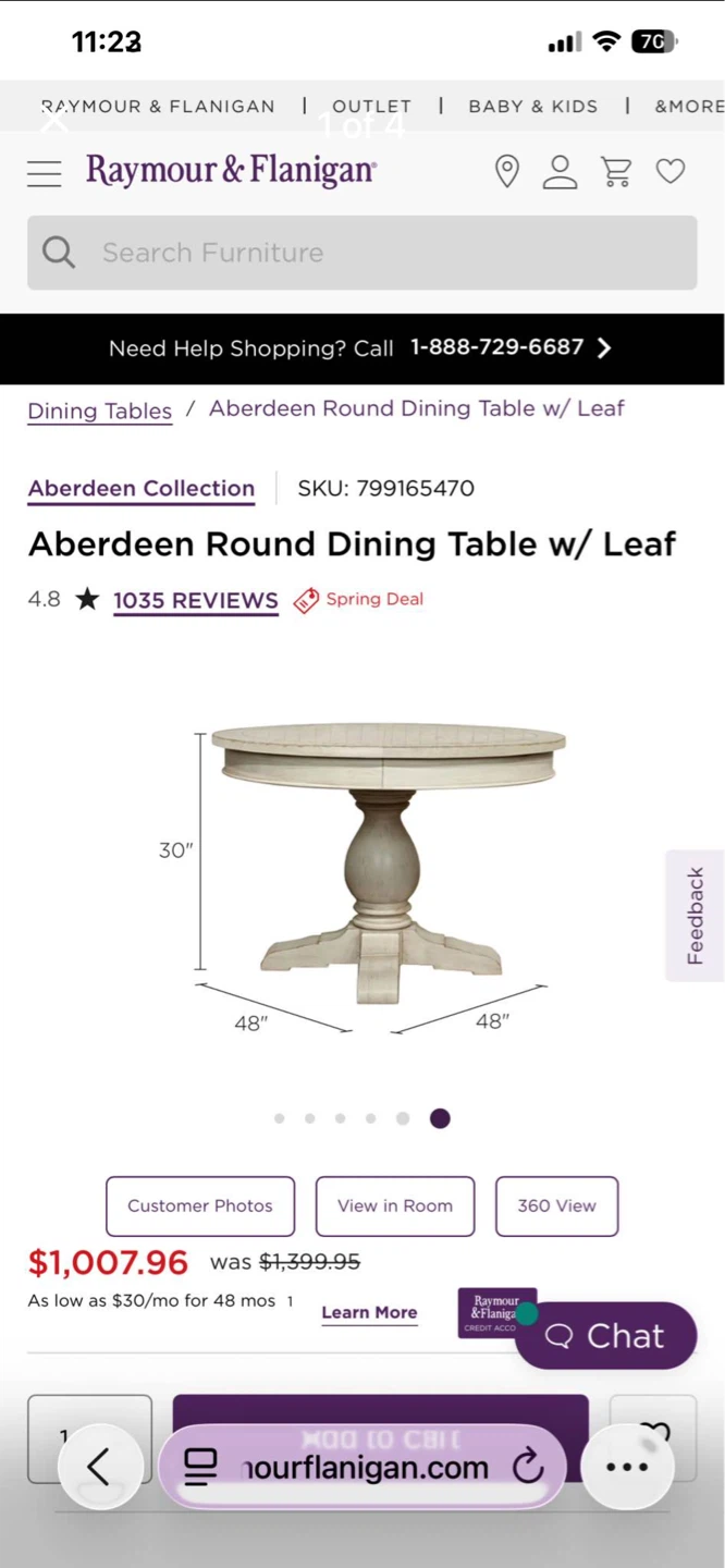 Raymour and Flanigan Dining Table w/ Leaf and 4 chairs