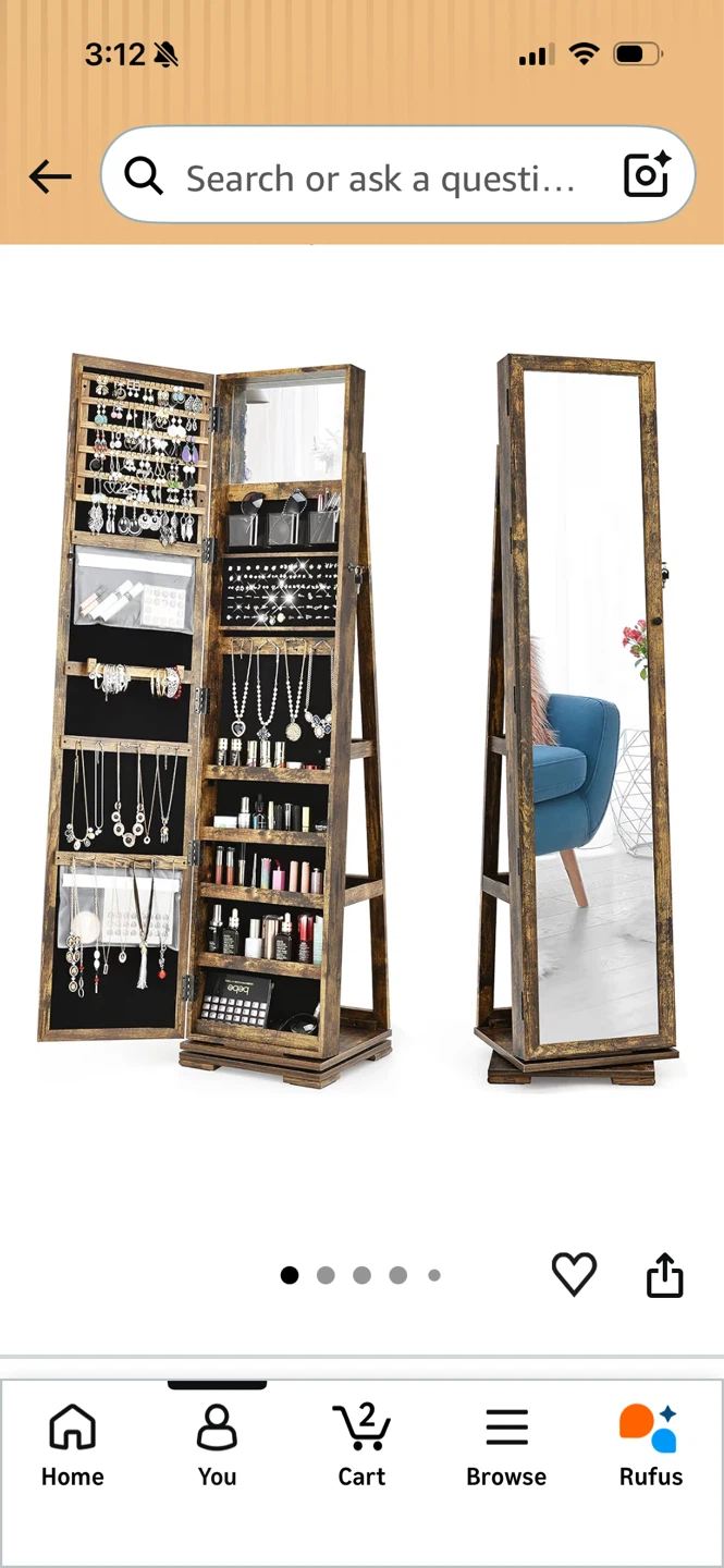 Jewelry Cabinet and vanity with Length Mirror - photo 2