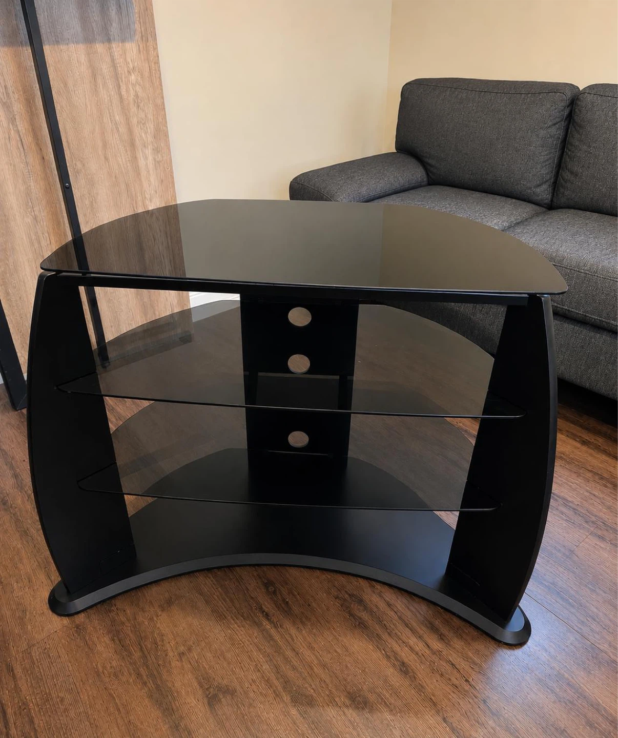 Delivery Available Black 3-Tier Glass TV Stand