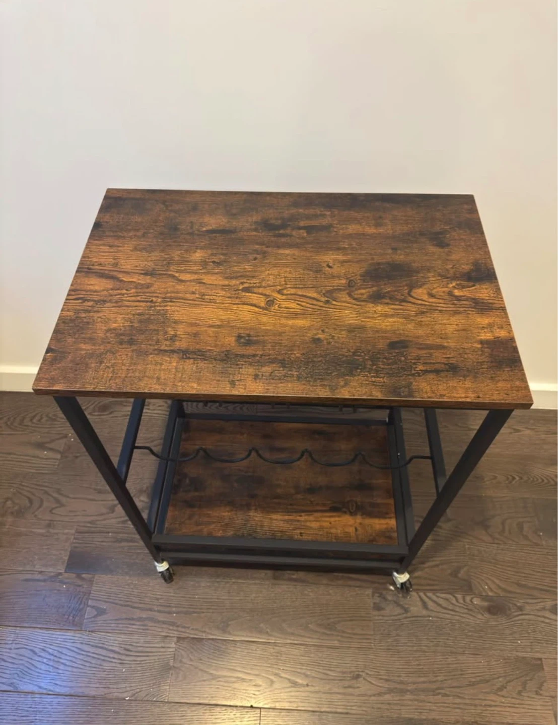 Industrial Style Bar Cart with Wine Rack and Glass Holders - photo 2