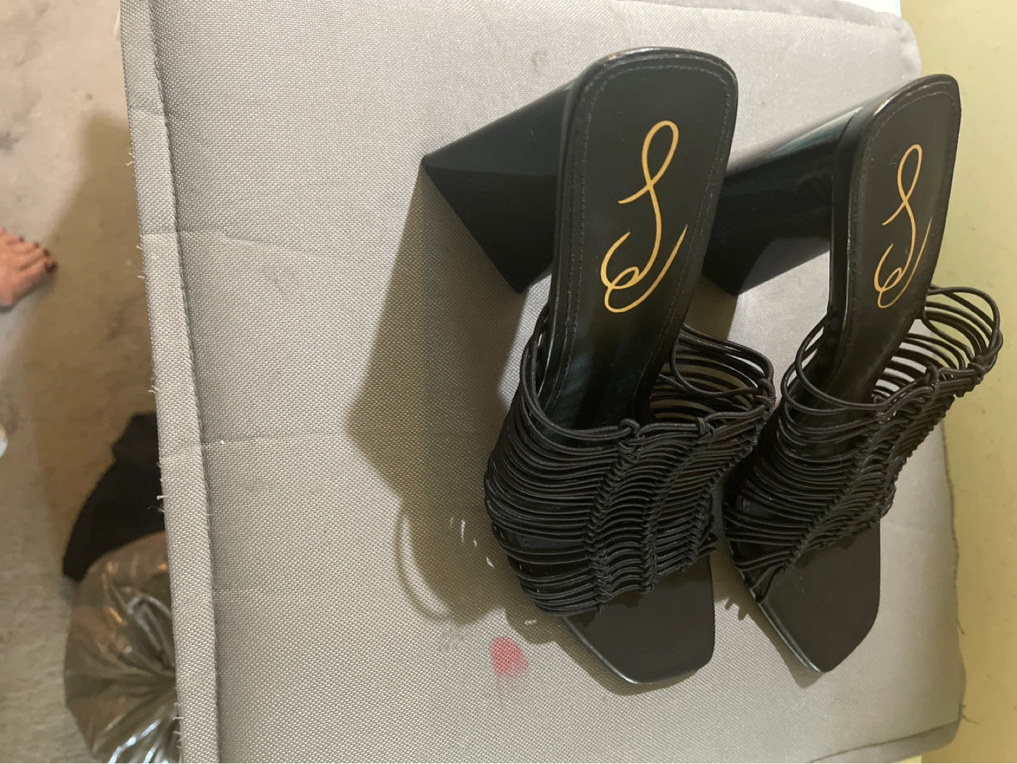 Sam Edelman Black Strappy Heeled Mules