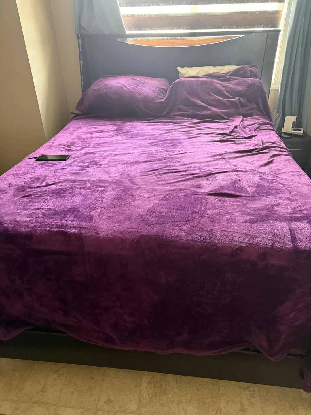 Queen size bed frame with mattress and box spring. - photo 2