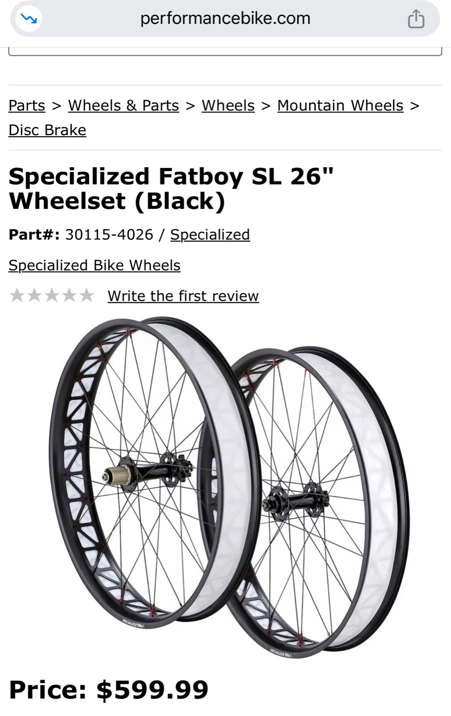 Specialized Fatboy SL 26" Wheelset (Black) - photo 2