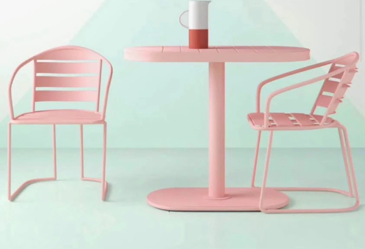 (Brand New) 2-Person Patio Dining Set - Pink / Green